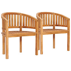 vidaXL Chaises en forme de banane lot de 2 Bois de teck solide 