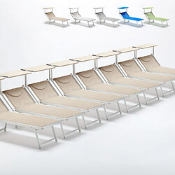 Beach And Garden Design 20 Bain de soleil professionels lits de plage transats aluminum Italia, Couleur: Beige