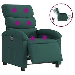 vidaXL Fauteuil de massage inclinable électrique Vert foncé Tissu