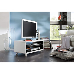 Avis Pegane Meuble TV coloris blanc / noir - Longueur 79 x Hauteur 35 x Profondeur 39 cm