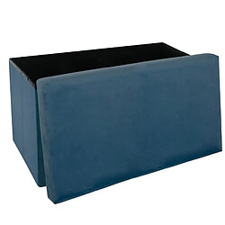 Atmosphera, Createur D'Interieur Pouf pliant double effet velours Tess - Bleu foncé - Atmosphera