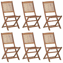 Maison Chic Lot de 6 Chaises pliables d'extérieur avec coussins | chaises de jardin | Fauteuil Relax Bois d'acacia -GKD98419