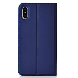 Avis Wewoo Coque Etui en cuir ultra-fin avec carte magnétique pressée TPU + PU pour iPhone X / XS, fente pour et support (Bleu)