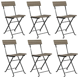 vidaXL Chaises de bistrot pliantes lot de 6 Gris Résine tressée acier