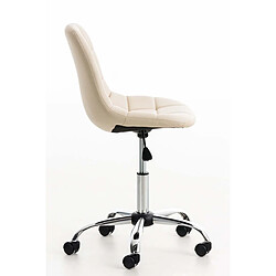 Avis Decoshop26 Chaise de bureau tabouret sur roulettes hauteur réglable en PVC crème et métal chromé 10_0002489