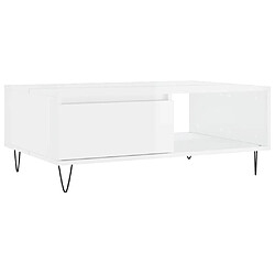 vidaXL Table basse blanc brillant 90x60x35 cm bois d'ingénierie