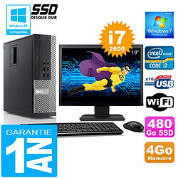 PC DELL 990 SFF Core I7-2600 Ram 4Go Disque 480 Go SSD Wifi W7 Ecran 19" - Occasion