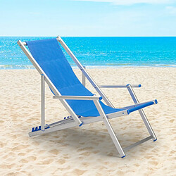 Acheter Beach And Garden Design Chaise longue de plage avec accoudoirs rabattables en aluminium Riccione Gold Lux | Bleu