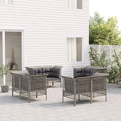 Maison Chic Salon de jardin 8 pcs + coussins - Mobilier/Meubles de jardin - Table et chaises d'extérieur Gris Résine tressée -MN94626