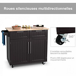 Helloshop26 Desserte/chariot de cuisine à roulettes - 94 x 45 x 94,5 cm - 2 tiroirs - 2 portes - porte-serviettes - ilot de cuisine - café 20_0005394 pas cher