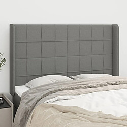 Maison Chic Tête de lit scandinave avec oreilles,meuble de chambre Gris foncé 147x16x118/128 cm Tissu -MN86651