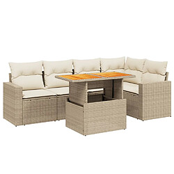 vidaXL Salon de jardin avec coussins 6 pcs beige résine tressée