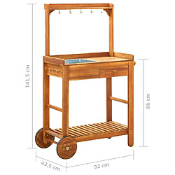 vidaXL Chariot de cuisine de jardin Bois d'acacia 92x43,5x141,5 cm pas cher