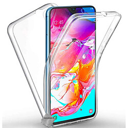 Htdmobiles Coque silicone gel fine 360 integrale (avant et arriere) pour Samsung Galaxy A70 + film ecran - TRANSPARENT