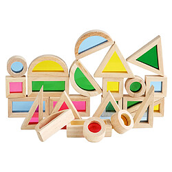 24 pièces Couleur Bébé Blocs de Construction En Bois Jouets pour Enfants En Bas Âge 0-3 Ans, Montessori Jouet Éducatif