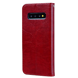 Wewoo étuis en cuir Coque Housse Etui à rabat horizontal de texture Business Style Oil pour Galaxy S10, avec porte-cartes (rouge)