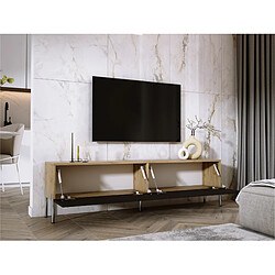 Acheter 3XELIVING Meuble TV en couleur Chêne wotan / Noir mat avec pieds droits en chrome, D: l : 170 cm, H : 52 cm, P : 32 cm