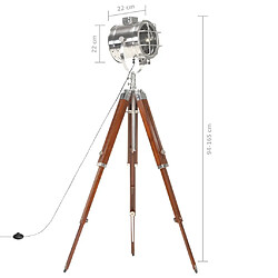 vidaXL Lampadaire à trépied bois de manguier massif 165 cm pas cher