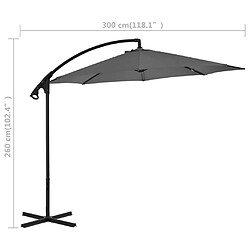 vidaXL Parasol de jardin en porte-à-feux avec mât en acier anthracite pas cher