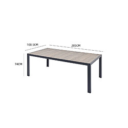 Avis Concept Usine Table Aluminium et plateau effet bois 10 personnes LAGOS