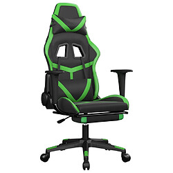 vidaXL Chaise de jeu avec repose-pied Noir et vert Similicuir