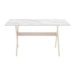 Acheter Vente-Unique Table à manger 6 personnes en MDF et hêtre - Blanc et naturel clair - SERANI