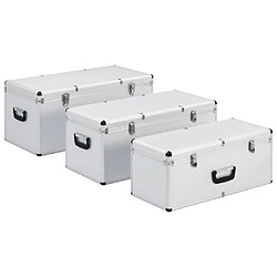 vidaXL Boîtes de rangement 3 pcs Argenté Aluminium