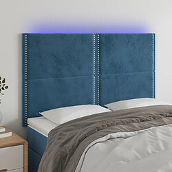 Maison Chic Tête de lit moderne à LED lumineuse pour chambre - Décoration de lit Bleu foncé 144x5x118/128 cm Velours -MN46132