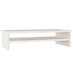 vidaXL Support de moniteur Blanc 50x24x13 cm Bois de pin solide