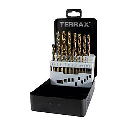 Terrax A215214 Coffret de forets hélicoïdaux Cobalt 19 pièces Coffret en acier (Import Allemagne)