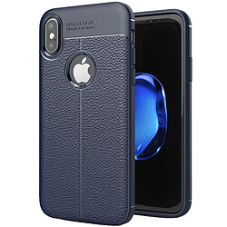 Wewoo Coque pour iPhone X Litchi Texture TPU Housse de protection arrière marine