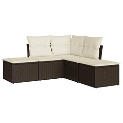 vidaXL Salon de jardin avec coussins 5 pcs marron résine tressée