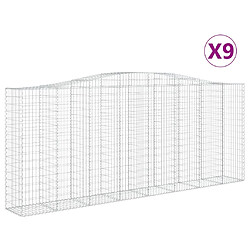 vidaXL Paniers à gabions arqués 9 pcs 400x50x160/180 cm