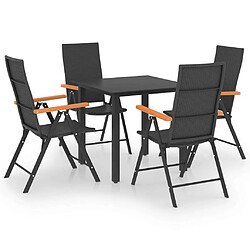 Salle à manger de jardin 5 pcs,Table et chaise à dîner Noir et marron -MN70709