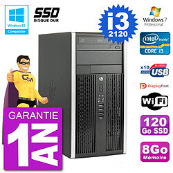 PC HP 6300 MT Intel Core I3-2120 RAM 8Go SSD 120Go Graveur DVD Wifi W7 - Occasion