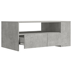 Avis vidaXL Table basse gris béton 102x55x42 cm bois d'ingénierie