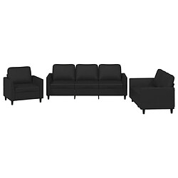 vidaXL Ensemble de canapés 3 pcs avec coussins Noir Similicuir