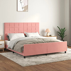 Maison Chic Lit adulte - Cadre Structure de lit avec tête de lit Contemporain Rose 160x200 cm Velours -MN12253