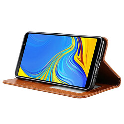 Wewoo Housse Coque Étui en cuir à rabat horizontal avec texture pour peau Galaxy A7 2018 / A750avec cadre photoporte-cartesemplacements cartes et porte-monnaie Marron pas cher