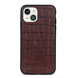 Coque en TPU + cuir véritable peau de crocodile marron pour votre Apple iPhone 13 mini 5.4 pouces