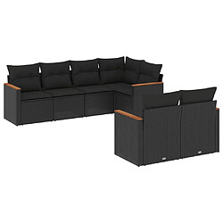 Maison Chic Ensemble Tables et chaises d'extérieur 7pcs avec coussins,Salon de jardin noir résine tressée -GKD223974