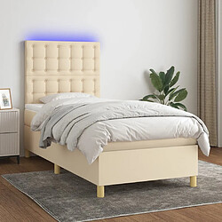 Maison Chic Lit adulte- Lit + matelas,Sommier à lattes de lit et matelas et LED Crème 80x200cm Tissu -GKD90853