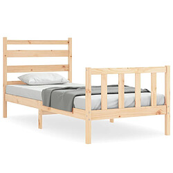 Maison Chic Cadre/structure de lit avec tête de lit pour adulte - Lit Moderne Chambre 90x200 cm bois massif -MN84399 