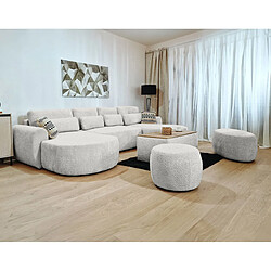 Bestmobilier Mahina - canapé panoramique en U 7 places - convertible avec coffre - en tissu bouclette pas cher