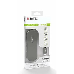 Emtec Hub USB 3.1 6en1 T650C 3 ports 3.1 + 1 port USB-C + Lecteur de carte SD (Noir)