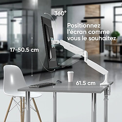 ONKRON Bras Ecran PC Blanc 13 - 32 Pouces, Bras Ecran PC 1 Ecran jusqu'à 9 kg - Porte Ecran PC avec VESA 75x75 et VESA 100x100 mm/Support Ecran PC Bureau Inclinable Pivotant Rotatif G100-W Blanc pas cher