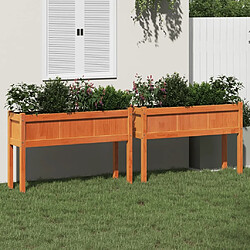 Maison Chic Lot de 2 Jardinières,Bac à fleurs - pot de fleur avec pieds cire marron bois de pin massif -GKD30916