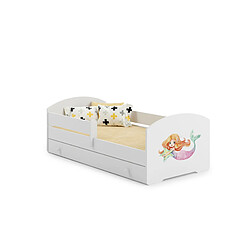 HT MEUBLES Lit enfant fille LOU avec tiroir balustrade et matelas inclus