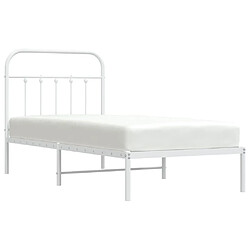 Acheter vidaXL Cadre de lit métal sans matelas avec tête de lit blanc 90x200cm