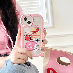 GUPBOO Étui pour iPhone13Pro Blush ligne lapin fraise mignon étui de téléphone portable anti-chute femmes